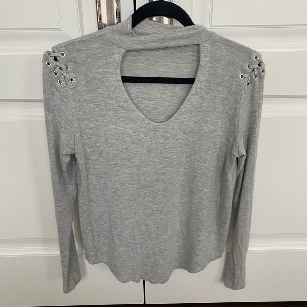 Generation love cotton grey long sleeve with stitching detail and turtle neck.